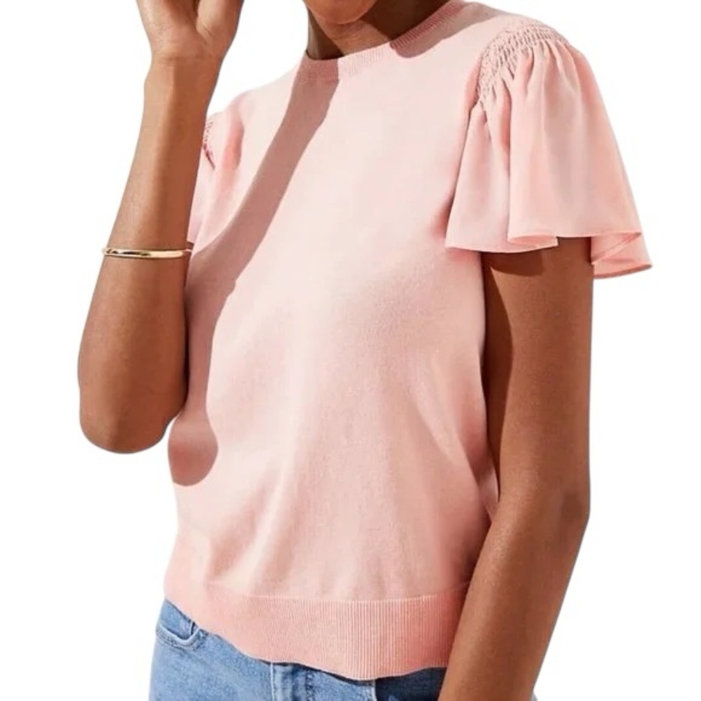 LOFT Flutter Mixed Media Sweater Top